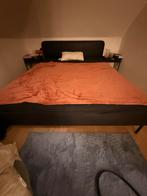 Bed Slattum 200x160 + Optie Matras, Huis en Inrichting, Ophalen, Gebruikt, Zwart, Tweepersoons