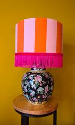 Zwarte gebloemde boldekselvaaslamp, Huis en Inrichting, Lampen | Tafellampen, Ophalen of Verzenden, Nieuw, Stof, Minder dan 50 cm
