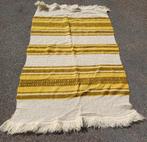 Wollen tafelkleed geel wit en bruin antiek vintage, Ophalen, Gebruikt, Rechthoek, Binnen