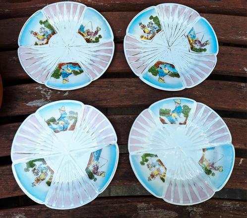 Vier antieke franse bordjes, brocante, Antiek en Kunst, Antiek | Servies los, Ophalen of Verzenden