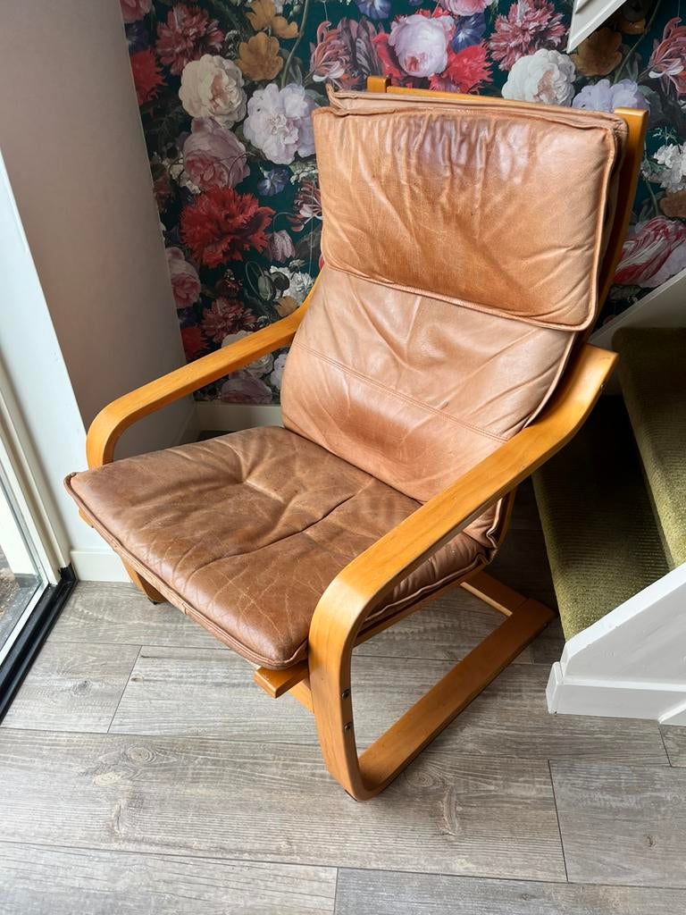Mooie vintage Ikea Stoel fauteuil, Ophalen, Gebruikt, 50 tot 75 cm, Leer