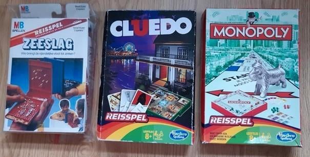 Reissspellen, Monopoly, Cluedo, Zeeslag, REISSPEL, Een of twee spelers, Ophalen of Verzenden, Zo goed als nieuw, Reisspel