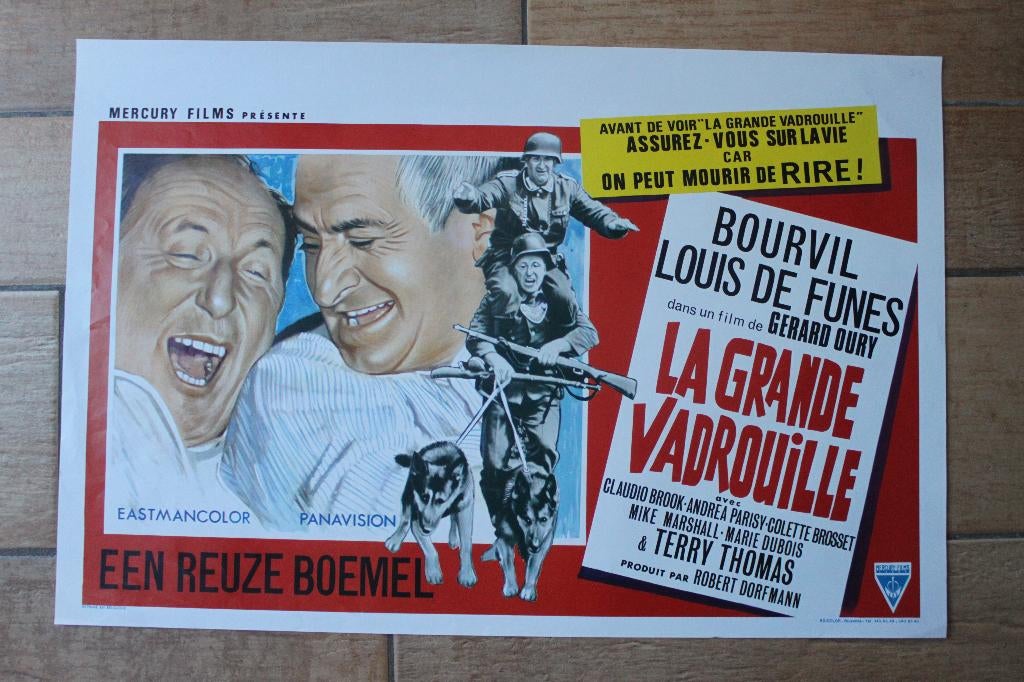 filmaffiche Louis De Funes la grande vadrouille filmposter, Rechthoekig Liggend, Ophalen of Verzenden, Zo goed als nieuw, A1 t/m A3