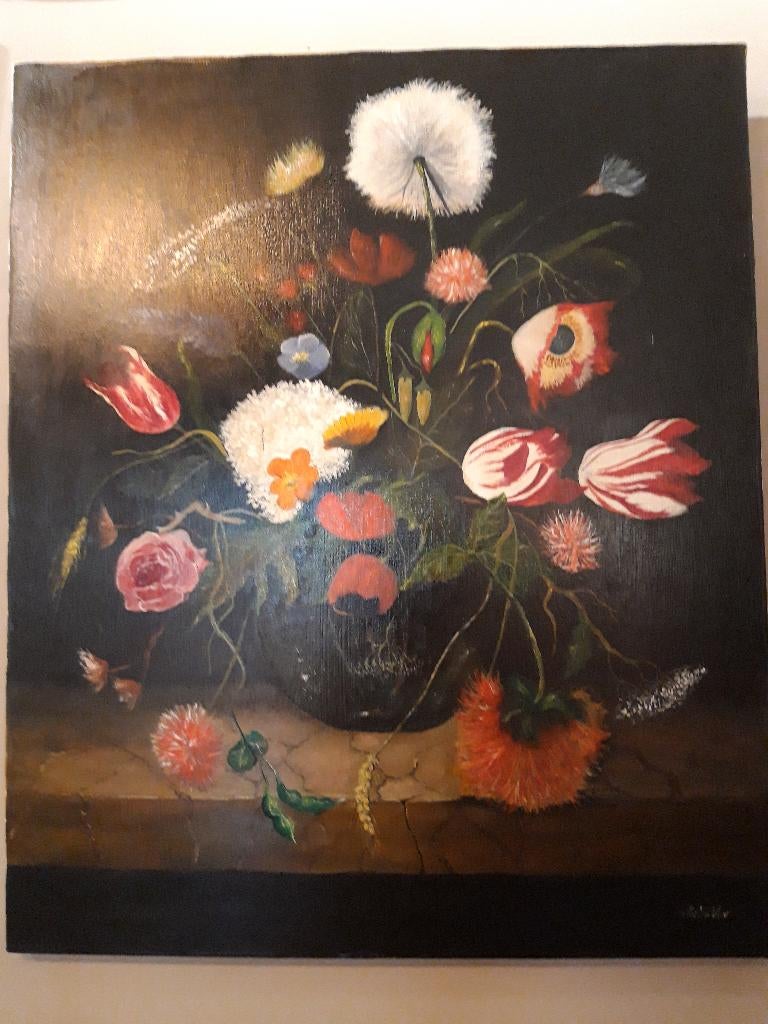 Mooi fleurig bloemenschilderij, Antiek en Kunst, Ophalen of Verzenden