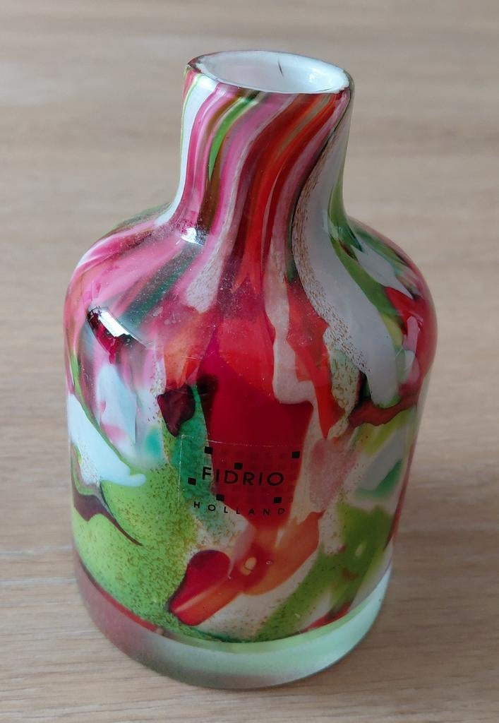 Kleurrijke Fidrio Holland Glazen Vaas - Handgemaakt, Ophalen of Verzenden