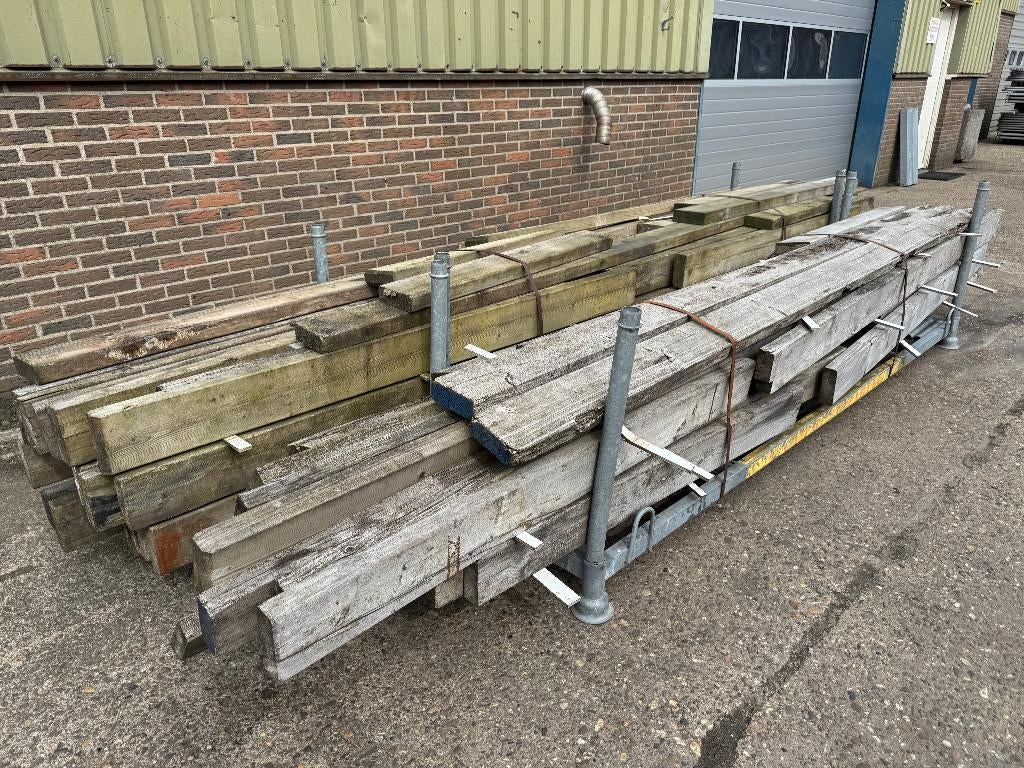 Partij vuren houten balken baddingen balkhout baddinghout, Ophalen, Gebruikt, Balk, Vuren