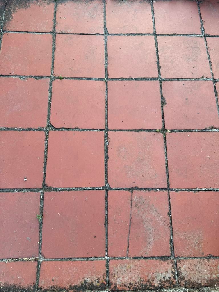 Oude terracotta tegels 20x20 ongeveer 7 m2, Ophalen, Overige materialen, Gebruikt, 5 tot 10 m²