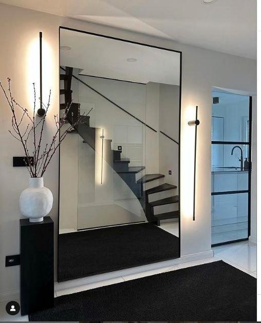 Grote Luxury Spiegel XXL Mat zwart Metaal rand 200x100 cm, Huis en Inrichting, Woonaccessoires | Spiegels, Nieuw, 100 tot 125 cm