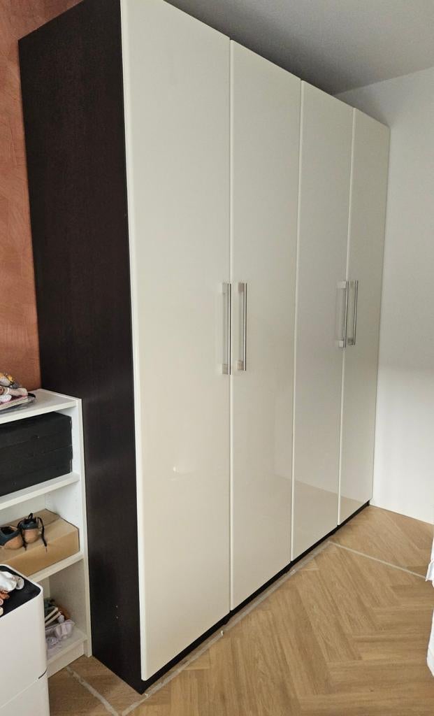 4 IKEA Pax Kasten - Bruin met Glanzende Crème Deuren, Ophalen, Gebruikt, 200 cm of meer, 200 cm of meer