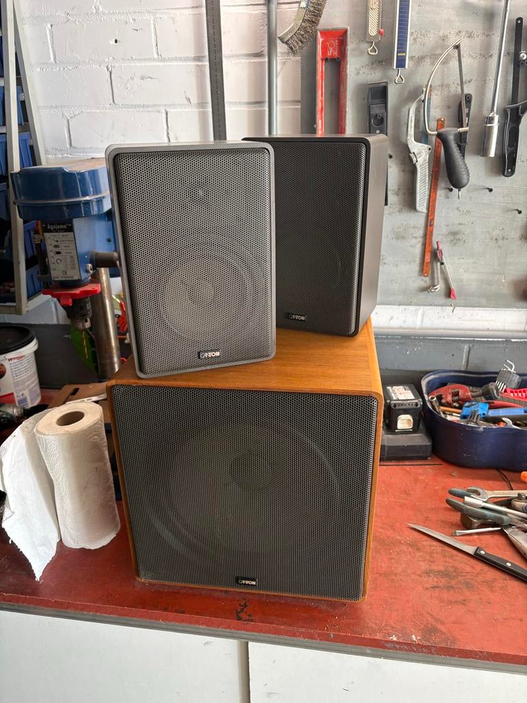 Canton speakerset: 2 satelliet speakers en 1 subwoofer, Ophalen, Gebruikt, Complete surroundset, Overige merken