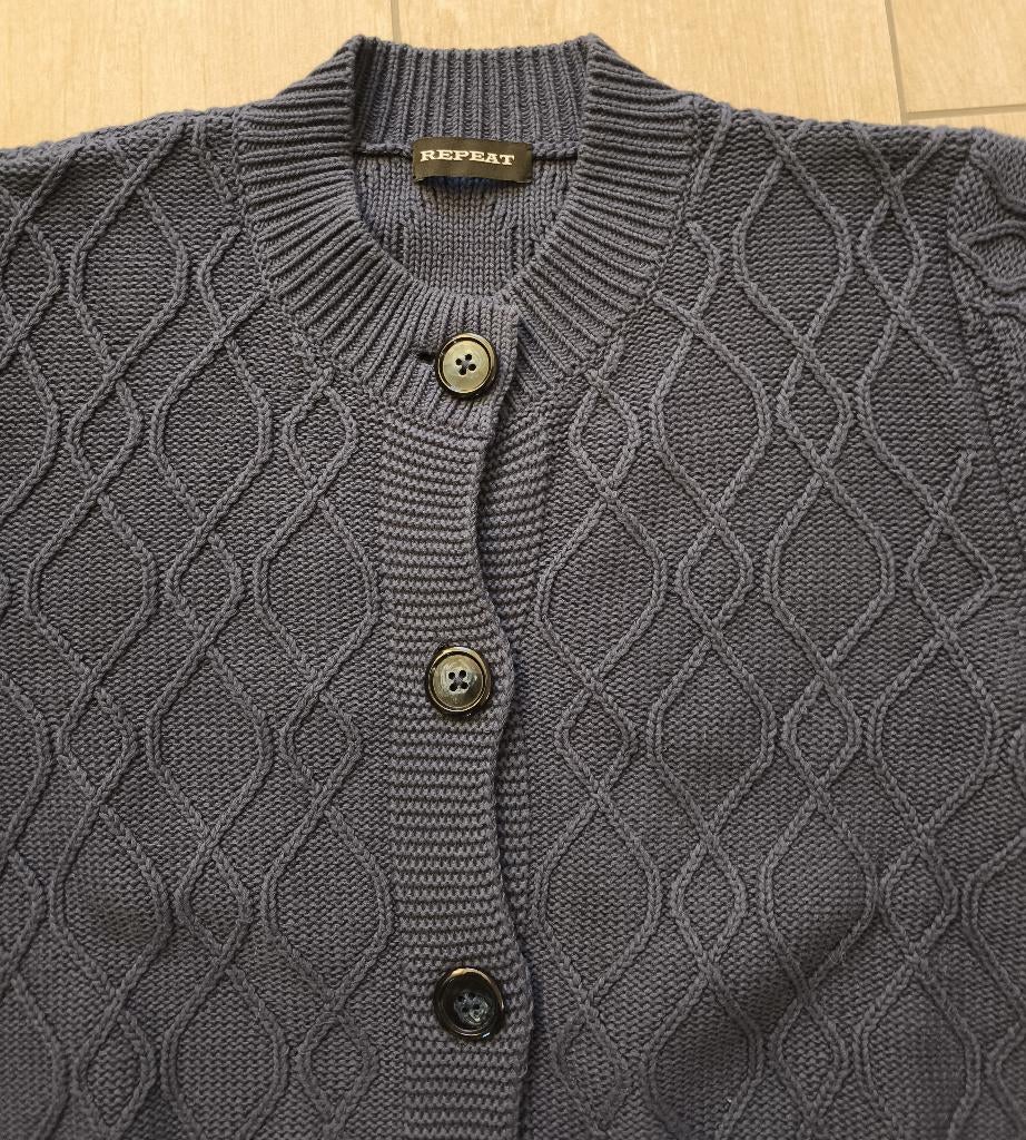 Donkerblauw katoenen vest van Repeat maat 42, Kleding | Dames, Truien en Vesten, Repeat, Maat 42/44 (L), Gedragen, Verzenden