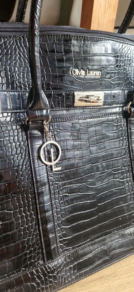 Prachtige Olivia Lauren trolley tas - Zwart krokodillenprint, Ophalen, Wieltjes, Gebruikt, 20 tot 30 cm