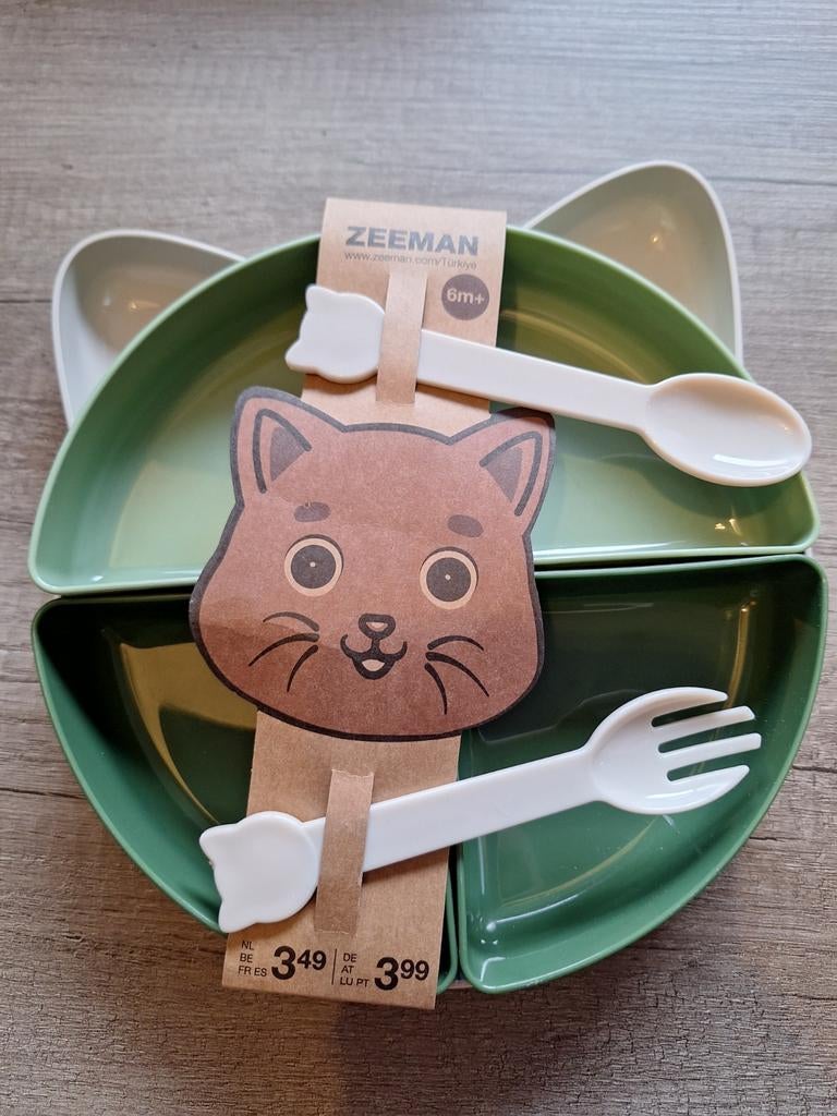 Baby bestek en bord met bakjes Zeeman, Kunststof, Nieuw, Ophalen of Verzenden, Vaatwasserbestendig