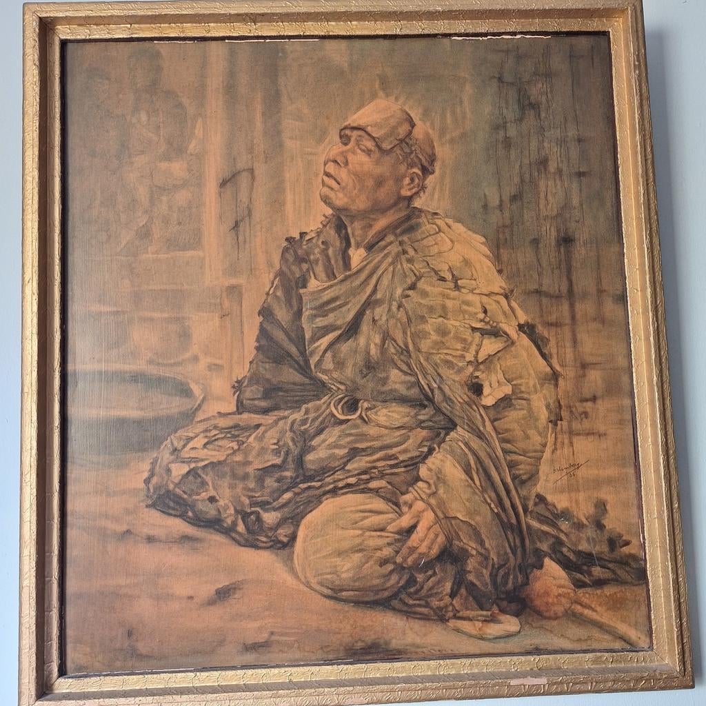 Dirk Homberg 1885-1952- De Blinde Bedelaar, Antiek en Kunst, Ophalen of Verzenden