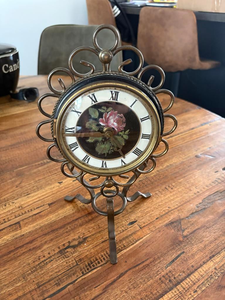 Antieke klok met bloemmotief, Antiek en Kunst, Ophalen of Verzenden