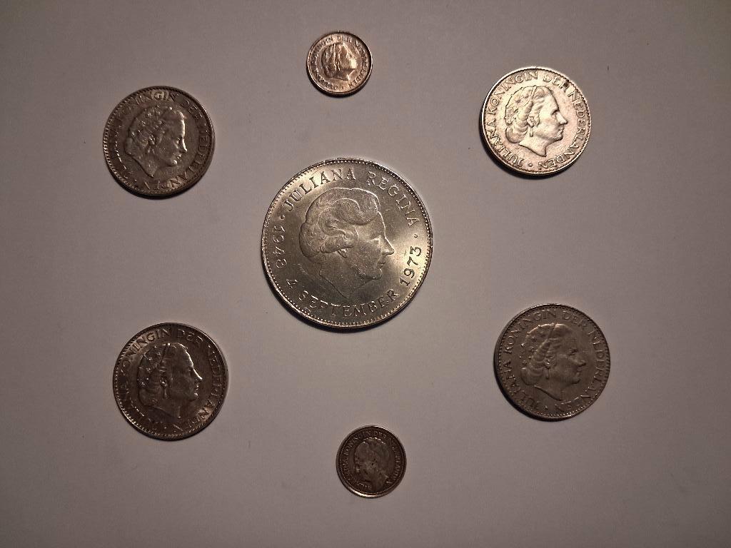 4 Zilveren guldens, Postzegels en Munten, Munten | Nederland, Koningin Juliana, Setje, Zilver, Ophalen of Verzenden