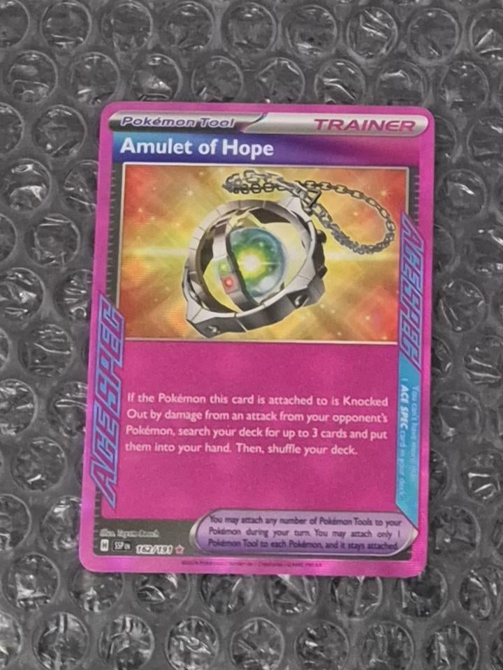 Amulet of Hope 162/191 Surging Sparks Scarlet & Violet SSP, Ophalen of Verzenden, Zo goed als nieuw, Meerdere kaarten, Foil
