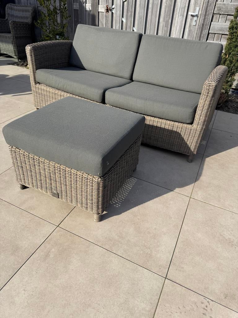 4 Seasons Outdoor loungeset met hocker, Gebruikt, Loungeset, Wicker, Bank