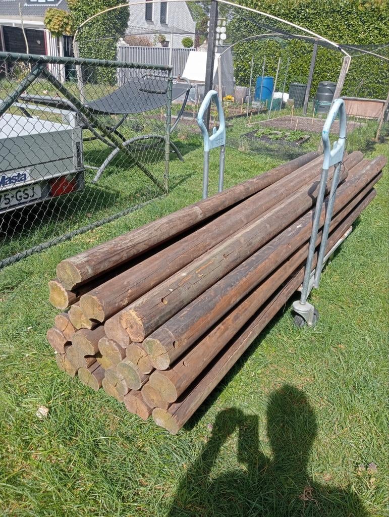 22 geïmpregneerde palen, zo goed als nieuw (266 cm), Tuin en Terras, Ophalen of Verzenden, Zo goed als nieuw, 250 cm of meer, Palen