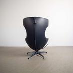 1x Leolux Caruzzo Fauteuil Blauw Leer & Stof, Huis en Inrichting, Fauteuils, Niet ingevuld, Niet ingevuld, 75 tot 100 cm, Ophalen of Verzenden