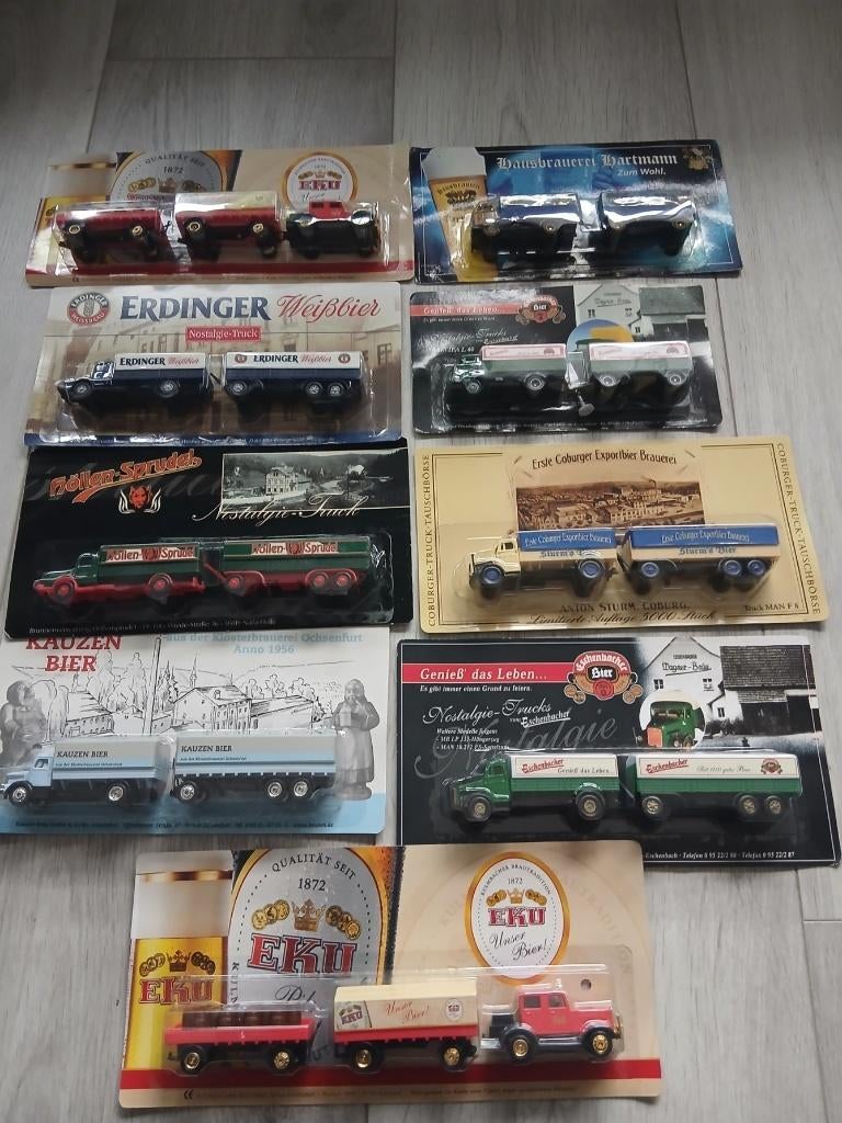 9 stuks vrachtwagencombinaties 1:87, Ophalen of Verzenden, Nieuw, Bus of Vrachtwagen, Overige merken