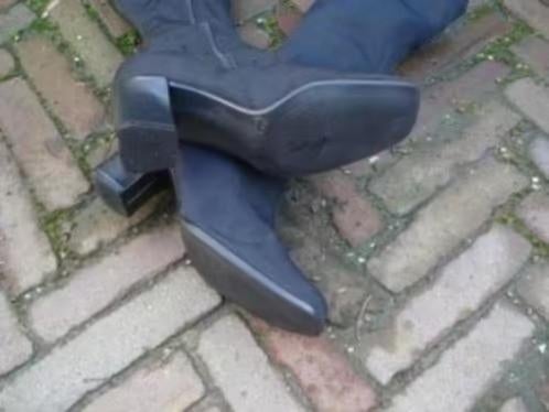 STRETCH LAARZEN BLOKHAK ZWART 37 GRATIS VERZENDING PER POST, Kleding | Dames, Schoenen, Hoge laarzen, Verzenden, Zwart, Zo goed als nieuw