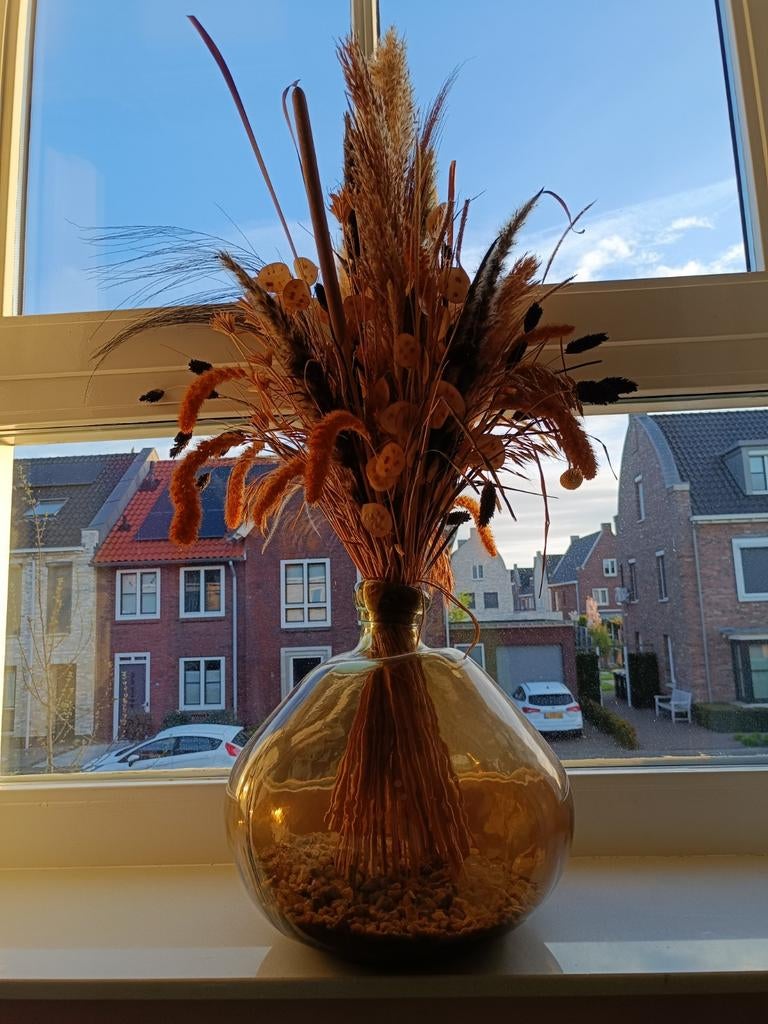 Vaas met droogbloemen, Huis en Inrichting, Woonaccessoires | Vazen, Ophalen of Verzenden