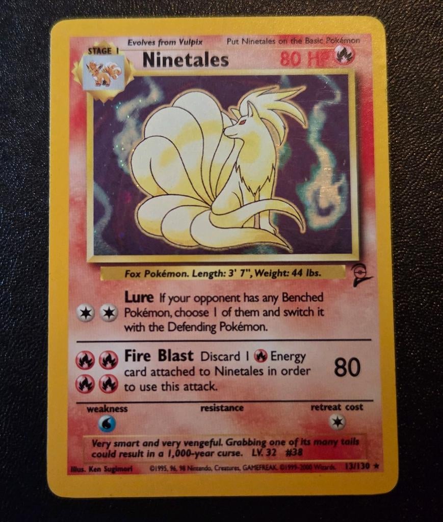 Ninetales Base Set 2 13/130, Ophalen of Verzenden, Zo goed als nieuw, Losse kaart, Foil