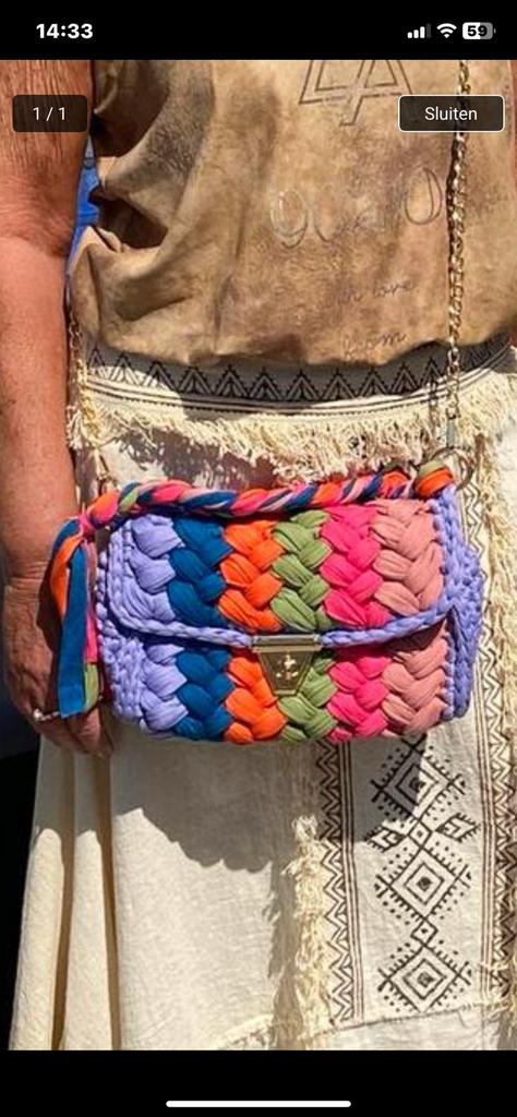 Ibiza schoudertas Boho Bohemien, Ophalen of Verzenden, Overige kleuren