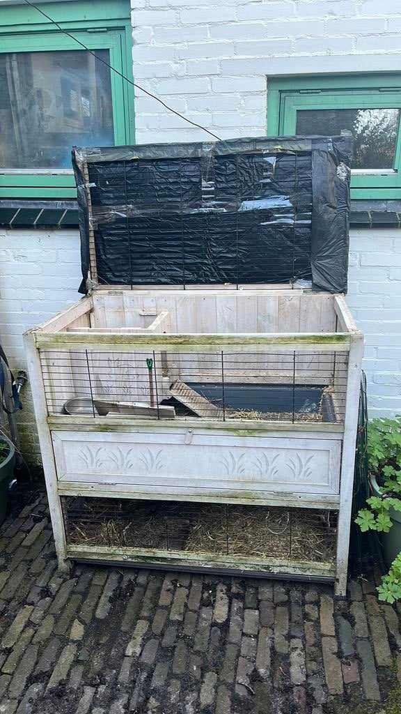 Gratis af te halen, Konijnenhok, wit, Ophalen, Gebruikt, 90 cm of meer, Konijn