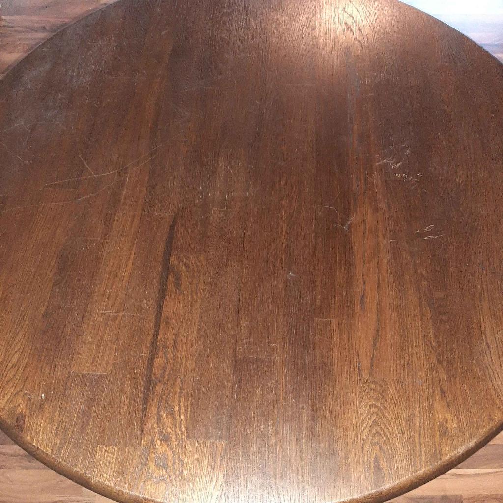 Ronde tafel, Huis en Inrichting, Tafels | Eettafels, Ophalen, Gebruikt, Vijf personen of meer, 100 tot 150 cm