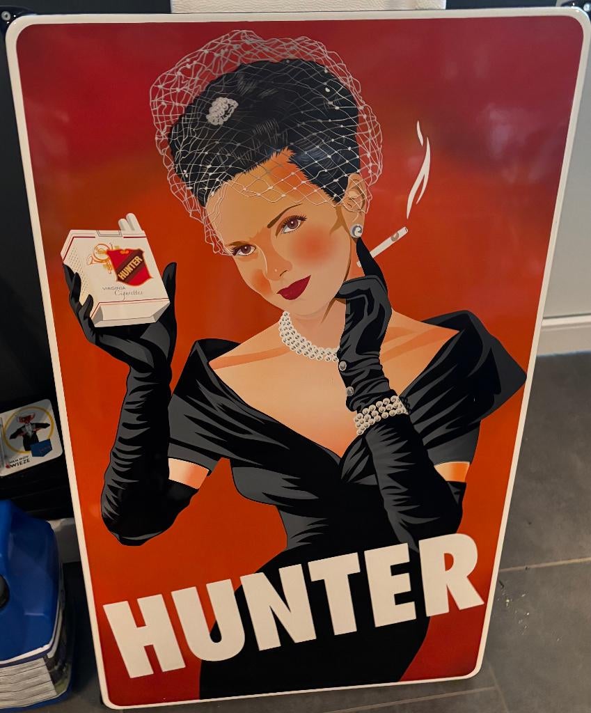 emaille reclamebord hunter, Verzamelen, Ophalen of Verzenden, Nieuw, Reclamebord