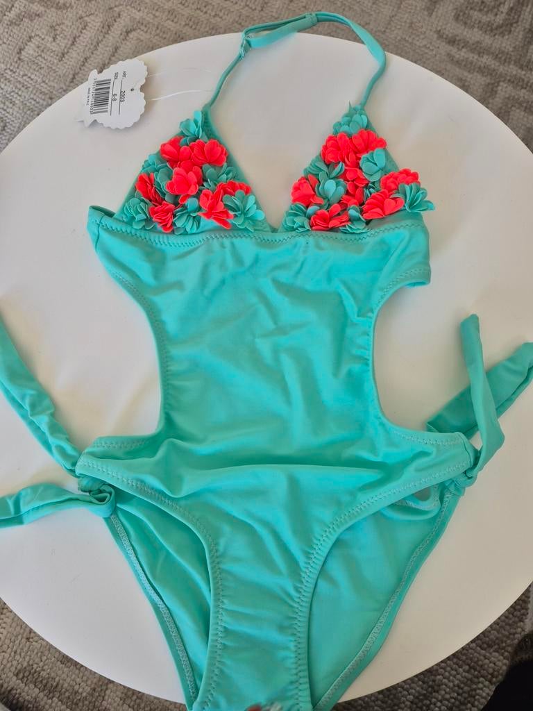 Nieuw badpak voor meisjes 6-8 jaar - Turquoise met bloemen, Kinderen en Baby's, Babykleding | Baby-zwemkleding, Meisje, Badpak
