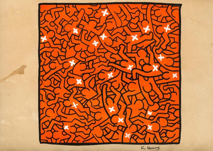 Keith Haring Artwork, Antiek en Kunst, Kunst | Schilderijen | Modern, Verzenden
