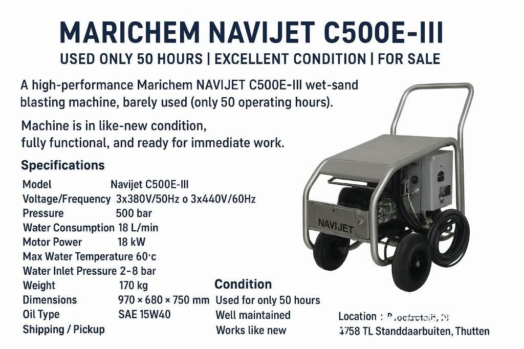 Marichem NAVIJET C500E-III – Used Only 50 Hours | Excellent, Navijet C500E-III, Navijet C500E-III, Ophalen of Verzenden, Zo goed als nieuw
