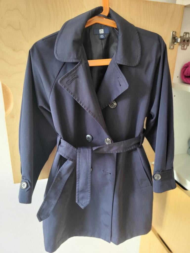 Uniqlo Trenchcoat - als nieuw 128 134 geen h&m Donkerblauw💫, Kinderen en Baby's, Kinderkleding | Maat 128, Meisje, Ophalen of Verzenden
