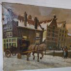 H.w.Eckhardt Amsterdamse grachten olieverf op doek, Ophalen of Verzenden