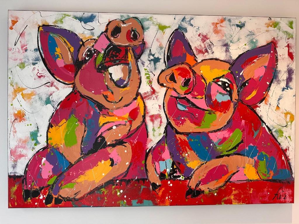 Schilderij 120x80, Ophalen, Zo goed als nieuw, Schilderij, 100 tot 125 cm