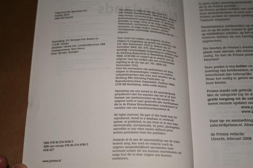 Prisma woordenboek Spaans-Nederlands — 2008, Ophalen of Verzenden, Gelezen, Van Dale, Nederlands