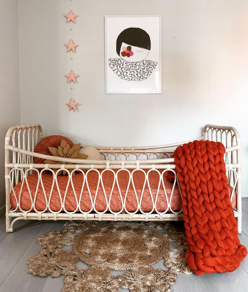 Lief rotan kinderbed, 70 tot 85 cm, Zo goed als nieuw, Matras, 140 tot 160 cm