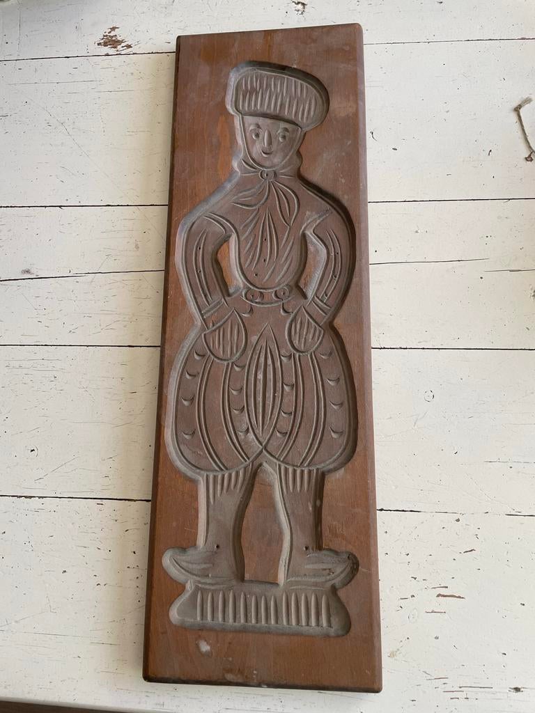 Antieke houten speculaasplank - mannelijke figuren, Ophalen