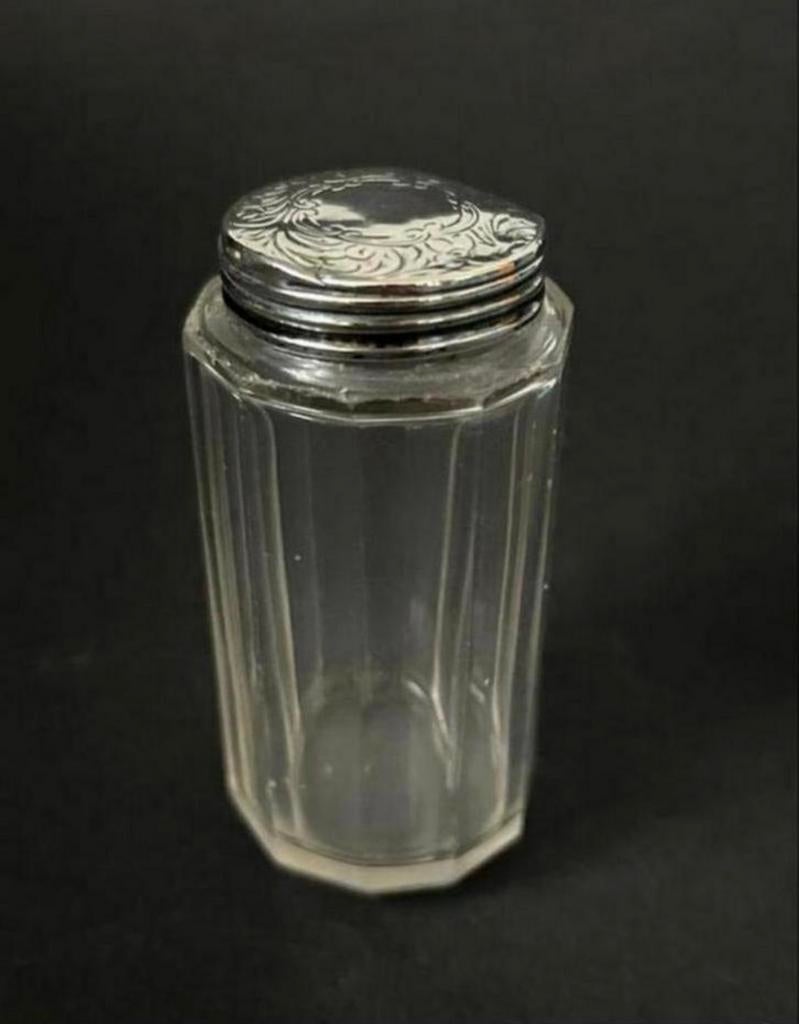 Kristal met Zilver Dressoir Potje, 1884, Antiek en Kunst, Antiek | Goud en Zilver, Ophalen of Verzenden, Zilver