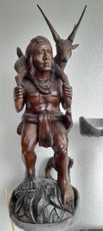 oermens met hond en geschoten hert 75 cm, Verzenden