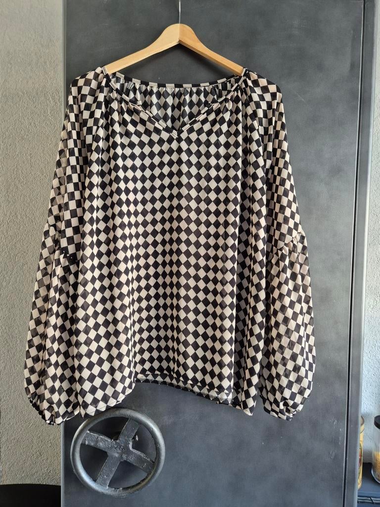 Geruite blouse met pofmouwen, Kleding | Dames, Blouses en Tunieken, Overige kleuren, Maat 42/44 (L), Ophalen of Verzenden, Onbekend