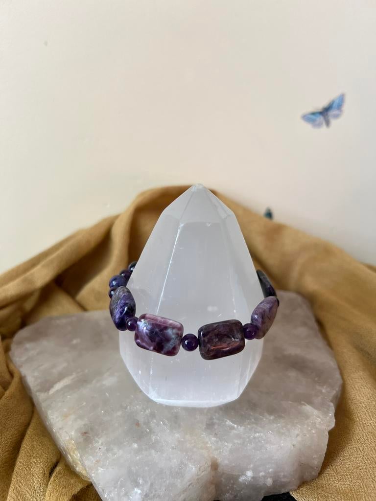 Charoiet amethist daadkracht blokkades loslaten uniek power, Overige materialen, Met bedels of kralen, Paars, Nieuw