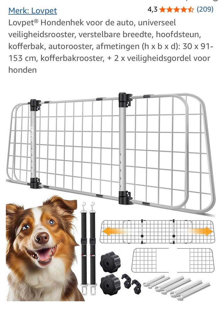 Nieuw zwart Lovpet hondenrek voor de auto, Auto diversen, Hondenrekken, Ophalen of Verzenden, Nieuw