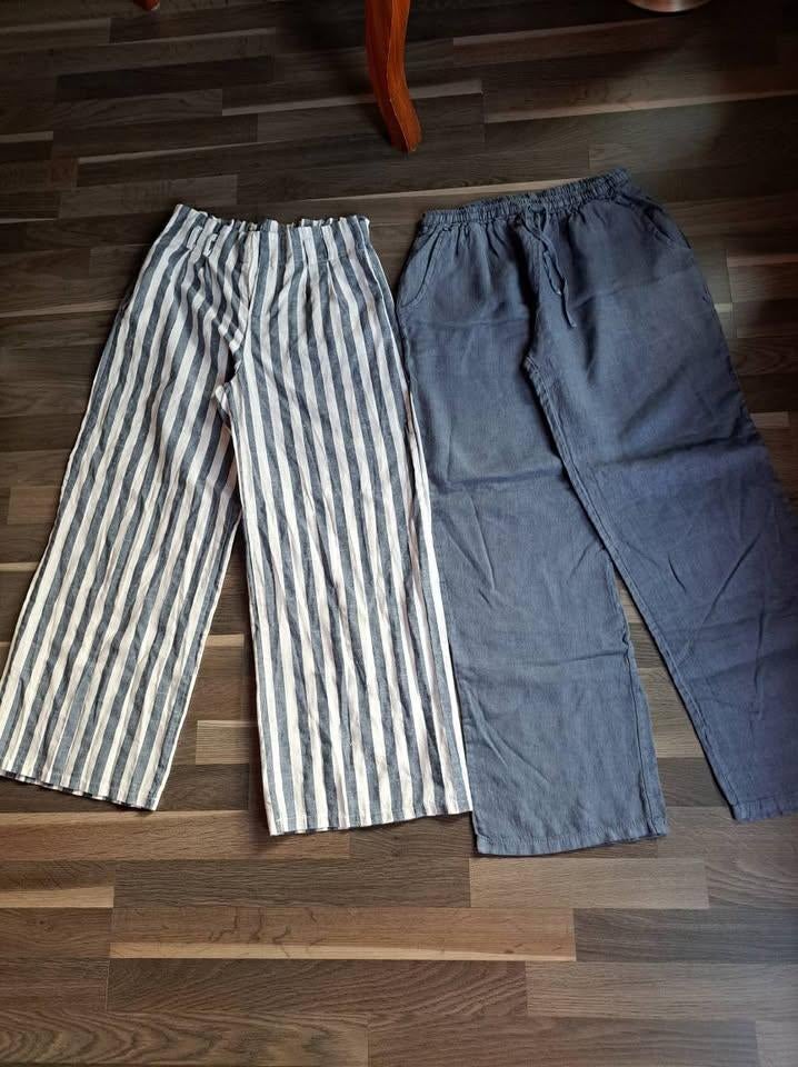 2x linnen broek, M, Maat 38/40 (M), Blauw, Ophalen of Verzenden, Zo goed als nieuw