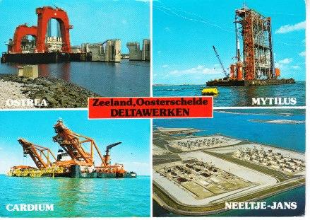 ZEELAND,-Deltawerken. Grote machines en werkeiland. 26-04, Ophalen of Verzenden, 1960 tot 1980, Gelopen, Zeeland