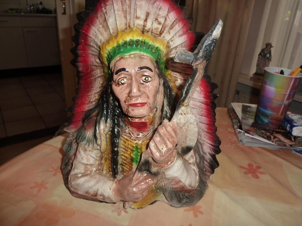 oud indianen beeld opperhoofd, Ophalen of Verzenden