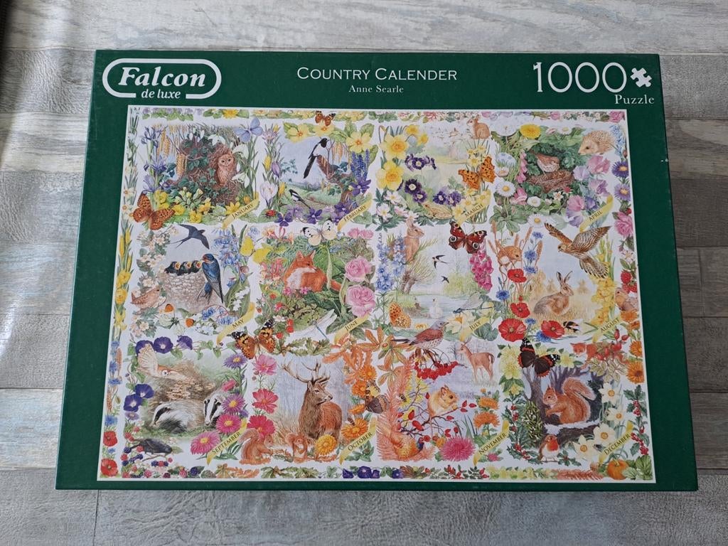 Falcon Country Calendar puzzel 1000 stukjes compleet, Ophalen of Verzenden, Meer dan 50 stukjes, Gebruikt, 6 jaar of ouder
